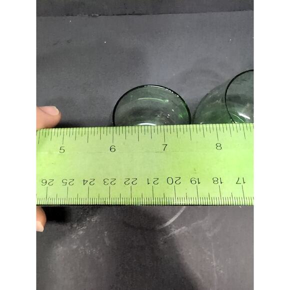 Green Etched Brandy Snifters, Cordial Glass, Shot Glass Set of 2, Floral Rose - Picture 9 of 9